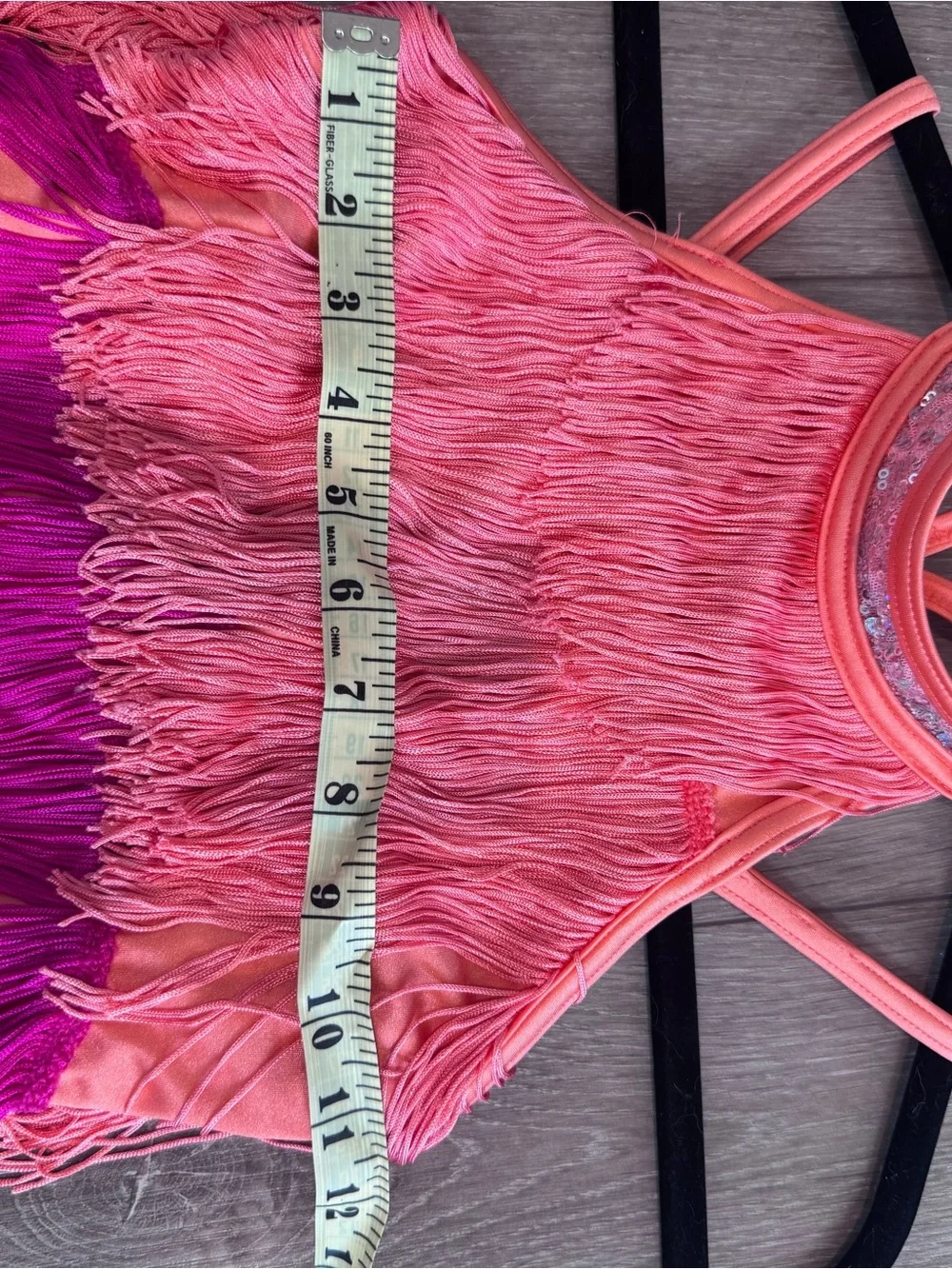 Weissman Pink and Coral Fringe Dance Costume